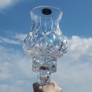 Block Irish Mouth Blown Crystal  Hurricane Lamp Candle Holder